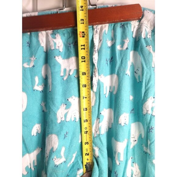 Munki Munki Fleece Pajama Set Polar Bear Print Turquoise Long Sleeve Top & Pants - Picture 9 of 16